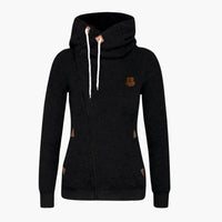 Damehoodie med lynlås og hætte med snøre