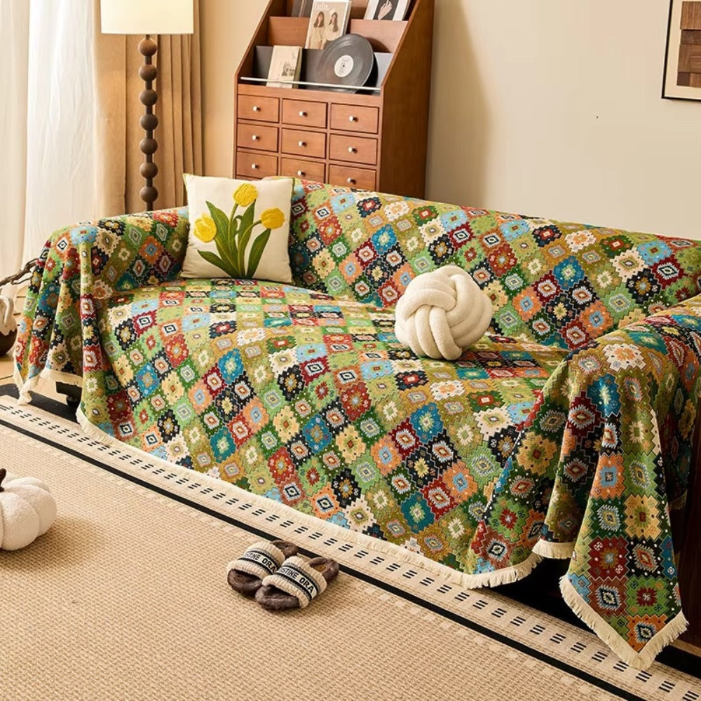 Zahara Geometric Tribal Kilim Sofa Cover